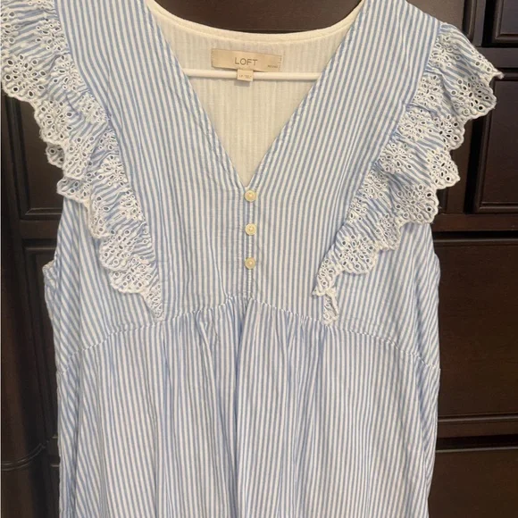 Loft Ann Taylor blue and white eyelet dress size petite large - Picture 3 of 5